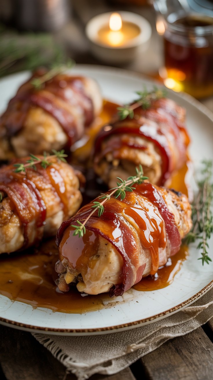 Maple Glazed Bacon Wrapped Chicken: Sweet, Smoky & Perfectly Crispy